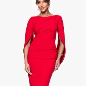 Betsy & Adam Red Ruched Cowl Neck Dress NWOT